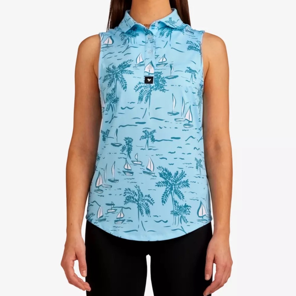 Bad Birdie castaway sleeveless golf polo shirt size XL